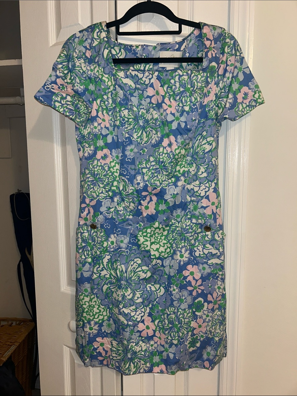 Lilly Pulitzer Blue, Green & Pink Floral Mini Shift Dress